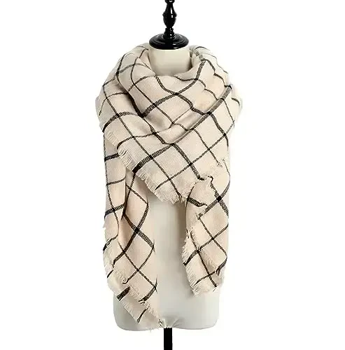 Neal LINK Women's Plaid Scarf Blanket Wrap Warm Tartan Checked Shawl Tartan Scarves PasModazoneina Cape - 4