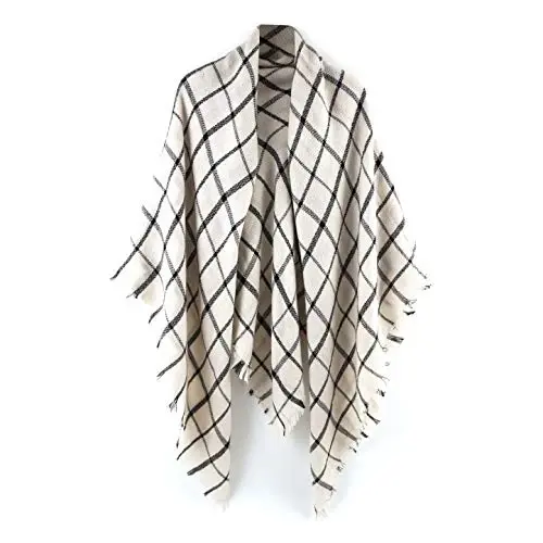Neal LINK Women's Plaid Scarf Blanket Wrap Warm Tartan Checked Shawl Tartan Scarves PasModazoneina Cape - NEAL