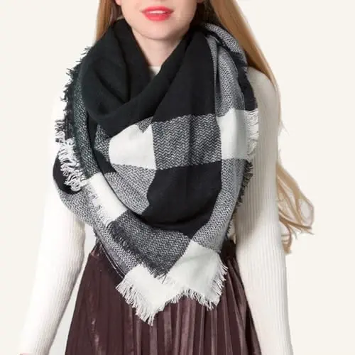 Neal LINK Women's Plaid Scarf Blanket Wrap Warm Tartan Checked Shawl Tartan Scarves PasModazoneina Cape - 4
