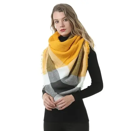 Neal LINK Women's Scarves Wraps Warm Blanket Scarf Shawl Winter Plaid Scarfs for Women - 5