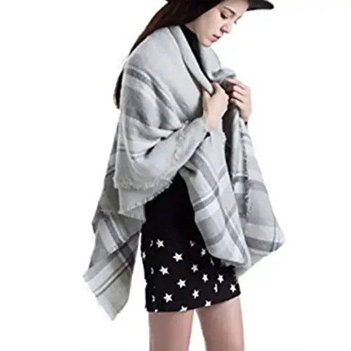 Neal LINK Women's Plaid Scarf Blanket Wrap Warm Tartan Checked Shawl Tartan Scarves PasModazoneina Cape - 6
