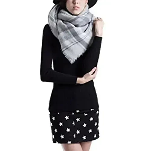 Neal LINK Women's Plaid Scarf Blanket Wrap Warm Tartan Checked Shawl Tartan Scarves PasModazoneina Cape - 5