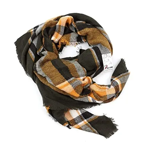 Neal LINK Women's Plaid Scarf Blanket Wrap Warm Tartan Checked Shawl Tartan Scarves PasModazoneina Cape - 6
