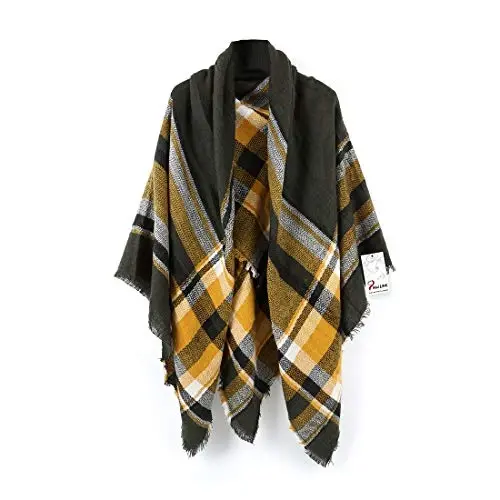 Neal LINK Women's Plaid Scarf Blanket Wrap Warm Tartan Checked Shawl Tartan Scarves PasModazoneina Cape 