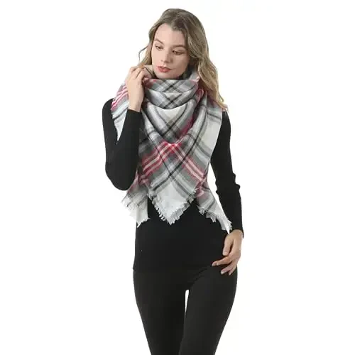 Neal LINK Women's Plaid Scarf Blanket Wrap Warm Tartan Checked Shawl Tartan Scarves PasModazoneina Cape - 4