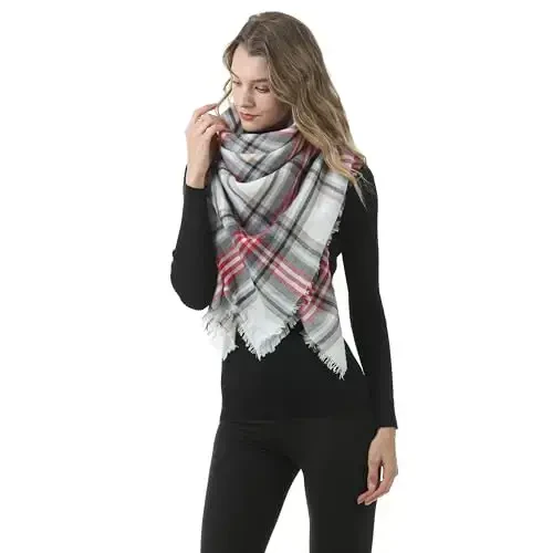 Neal LINK Women's Plaid Scarf Blanket Wrap Warm Tartan Checked Shawl Tartan Scarves PasModazoneina Cape - 5