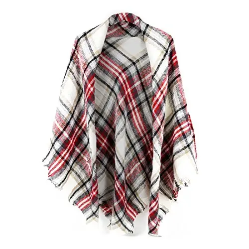 Neal LINK Women's Plaid Scarf Blanket Wrap Warm Tartan Checked Shawl Tartan Scarves PasModazoneina Cape 