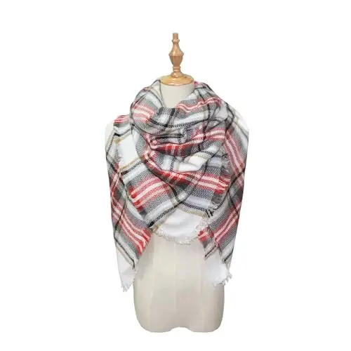 Neal LINK Women's Plaid Scarf Blanket Wrap Warm Tartan Checked Shawl Tartan Scarves PasModazoneina Cape - 2