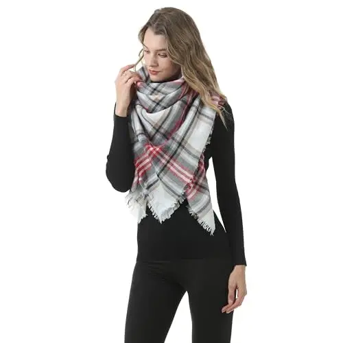 Neal LINK Women's Plaid Scarf Blanket Wrap Warm Tartan Checked Shawl Tartan Scarves PasModazoneina Cape - 5