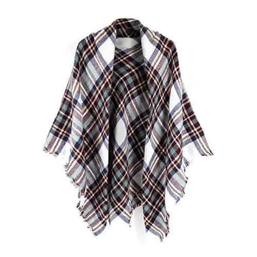 Neal LINK Women's Plaid Scarf Blanket Wrap Oversized Chunky Scarves Tartan Shawls - 1