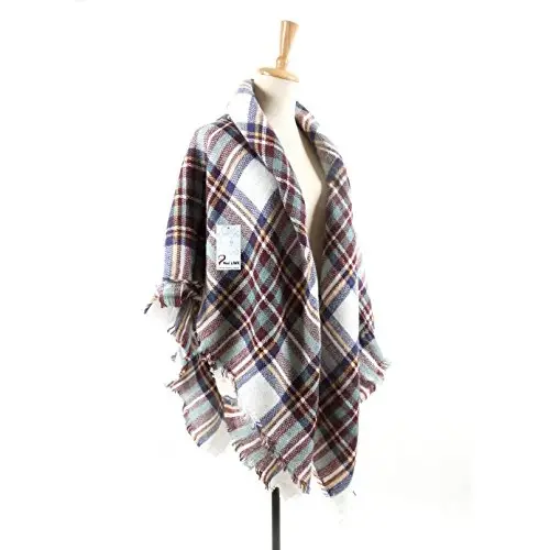 Neal LINK Women's Plaid Scarf Blanket Wrap Oversized Chunky Scarves Tartan Shawls - 3