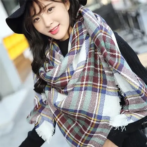 Neal LINK Women's Plaid Scarf Blanket Wrap Oversized Chunky Scarves Tartan Shawls - 4