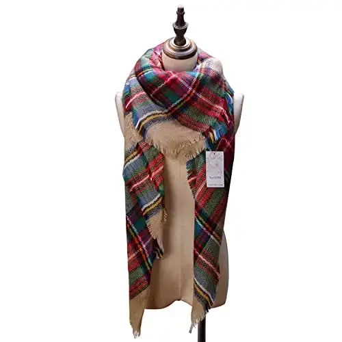 Neal LINK Women's Plaid Scarf Blanket Wrap Warm Tartan Checked Shawl Tartan Scarves PasModazoneina Cape - 4