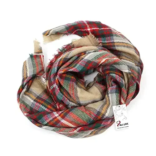 Neal LINK Women's Plaid Scarf Blanket Wrap Warm Tartan Checked Shawl Tartan Scarves PasModazoneina Cape - 5