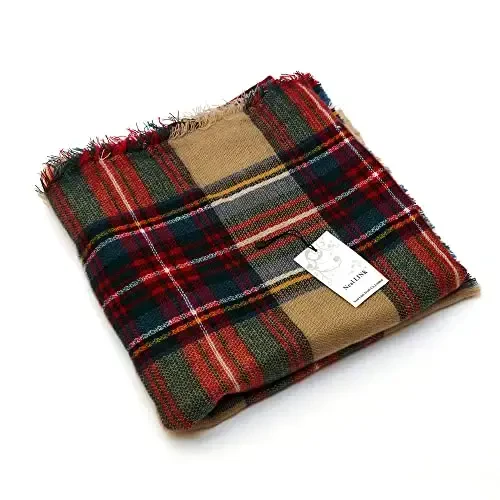 Neal LINK Women's Plaid Scarf Blanket Wrap Warm Tartan Checked Shawl Tartan Scarves PasModazoneina Cape - 6