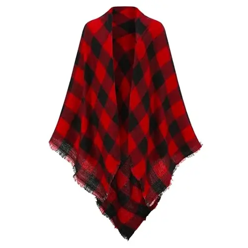 Neal LINK Women's Plaid Scarf Blanket Wrap Oversized Chunky Scarves Tartan Shawls 