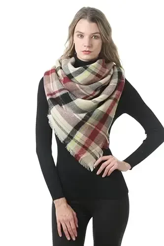 Neal LINK Women's Plaid Scarf Blanket Wrap Oversized Chunky Scarves Tartan Shawls - 3