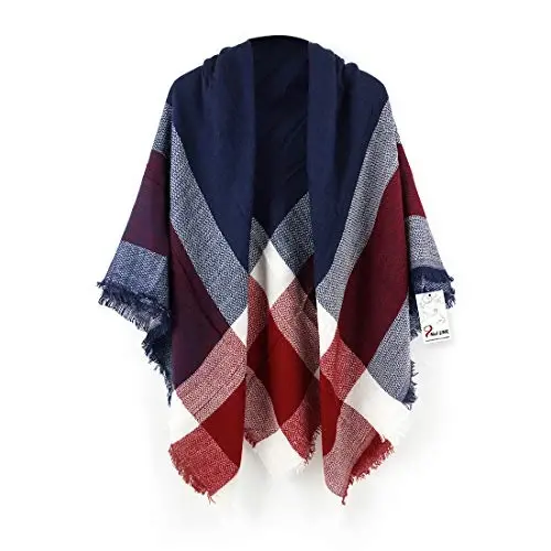 Neal LINK Women's Plaid Scarf Blanket Wrap Warm Tartan Checked Shawl Tartan Scarves PasModazoneina Cape - NEAL