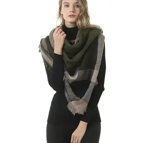 Neal LINK Women's Plaid Scarf Blanket Wrap Oversized Chunky Scarves Tartan Shawls - 4