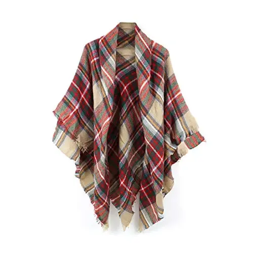 Neal LINK Women's Plaid Scarf Blanket Wrap Oversized Chunky Scarves Tartan Shawls 