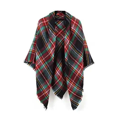 Neal LINK Women's Plaid Scarf Blanket Wrap Oversized Chunky Scarves Tartan Shawls - MODAZONE