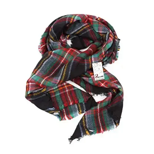 Neal LINK Women's Plaid Scarf Blanket Wrap Oversized Chunky Scarves Tartan Shawls - 3