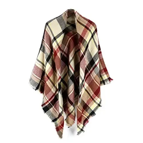 Neal LINK Women's Plaid Scarf Blanket Wrap Oversized Chunky Scarves Tartan Shawls 