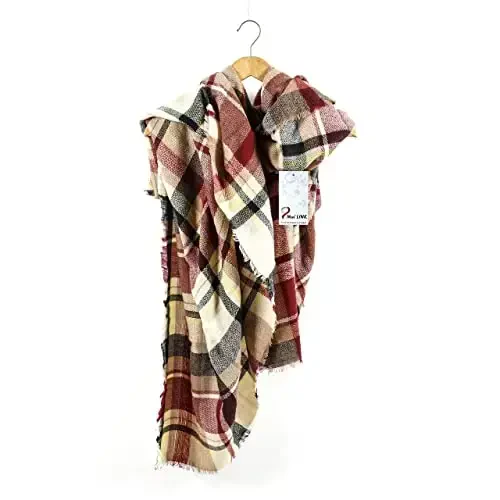 Neal LINK Women's Plaid Scarf Blanket Wrap Oversized Chunky Scarves Tartan Shawls - 6