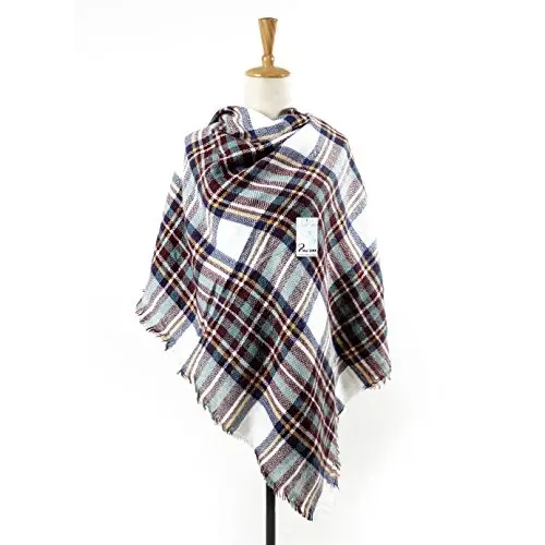 Neal LINK Women's Plaid Scarf Blanket Wrap Oversized Chunky Scarves Tartan Shawls - 2