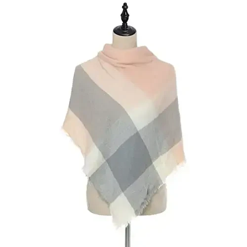 Neal LINK Women's Plaid Scarf Blanket Wrap Oversized Chunky Scarves Tartan Shawls - 3