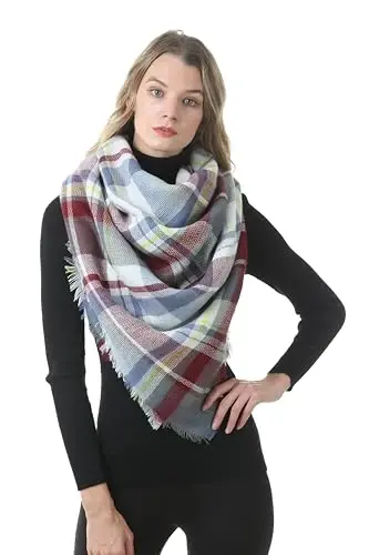 Neal LINK Women's Plaid Scarf Blanket Wrap Warm Tartan Checked Shawl Tartan Scarves PasModazoneina Cape - 2