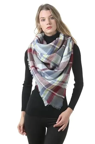 Neal LINK Women's Plaid Scarf Blanket Wrap Warm Tartan Checked Shawl Tartan Scarves PasModazoneina Cape - 3