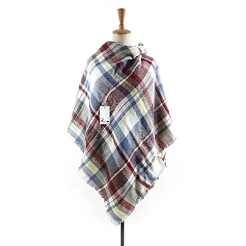 Neal LINK Women's Plaid Scarf Blanket Wrap Warm Tartan Checked Shawl Tartan Scarves PasModazoneina Cape - 4