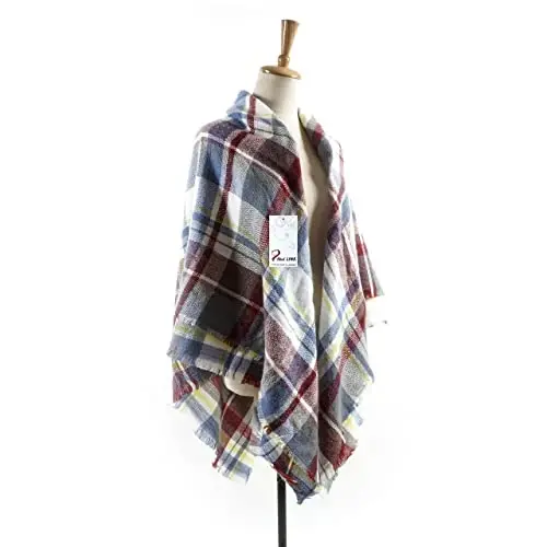 Neal LINK Women's Plaid Scarf Blanket Wrap Warm Tartan Checked Shawl Tartan Scarves PasModazoneina Cape - 5