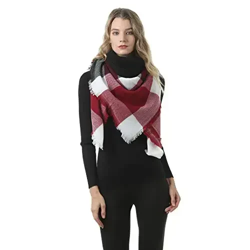 Neal LINK Women's Plaid Scarf Blanket Wrap Warm Tartan Checked Shawl Tartan Scarves PasModazoneina Cape - 2