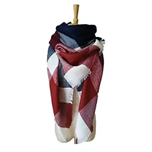 Neal LINK Women's Plaid Scarf Blanket Wrap Warm Tartan Checked Shawl Tartan Scarves PasModazoneina Cape - 5