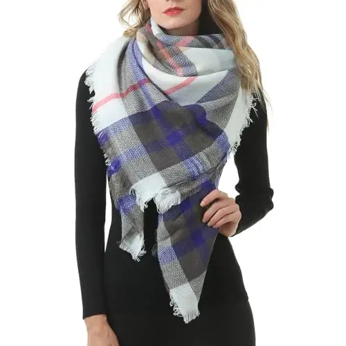 Neal LINK Women's Plaid Scarf Blanket Wrap Warm Tartan Checked Shawl Tartan Scarves PasModazoneina Cape - 4