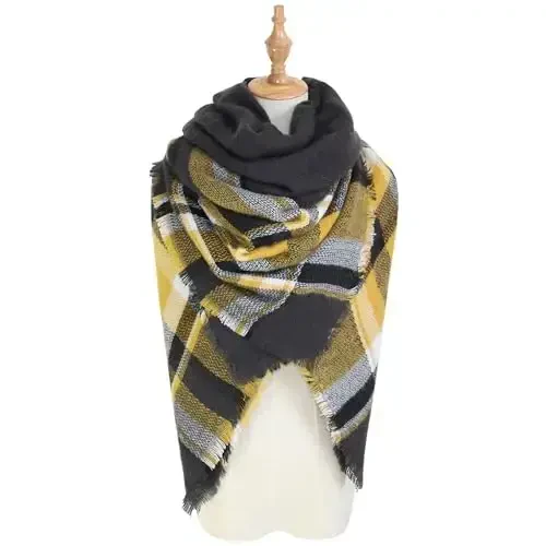 Neal LINK Women's Plaid Scarf Blanket Wrap Warm Tartan Checked Shawl Tartan Scarves PasModazoneina Cape - 2