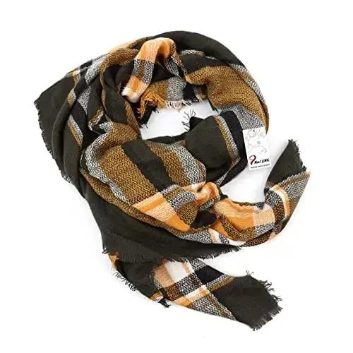 Neal LINK Women's Plaid Scarf Blanket Wrap Warm Tartan Checked Shawl Tartan Scarves PasModazoneina Cape - 6