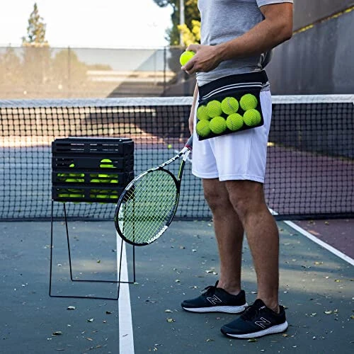 Nebudo Tennis Ball Band Holder Pickleball Tennis Balls Pickleballs Holding Accessory for Women Skirt Men Waist Hip Bags Accessories Pouch Sack Pickle Ball Bag Carrier Gear Band Travel Pocket 8-Balls - Nebudo
