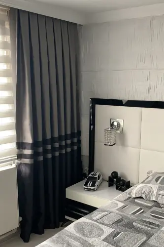 Nebumu Roma Bordürlü Pileli Fon Perde-Gri Antrasit - HESAPLIPERDE (1)