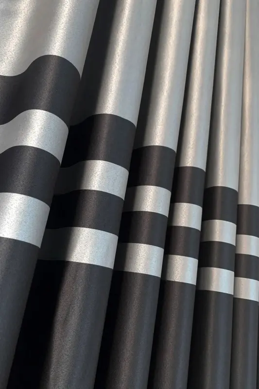 Nebumu Roma Bordürlü Pileli Fon Perde-Gri Antrasit - 3