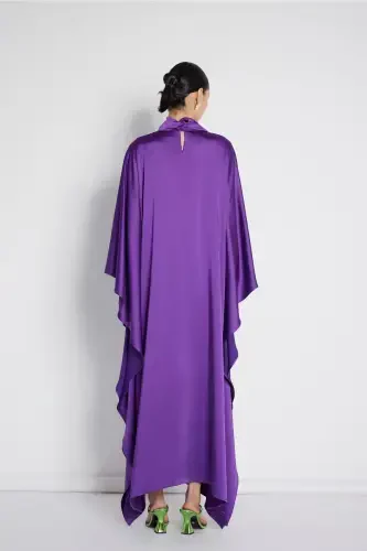 Neck Tie Satin Dress purple-purple - NUUM DESIGN (1)
