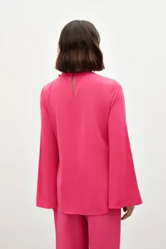 Necklace Spanish Sleeve Blouse - Fuchsia - 8