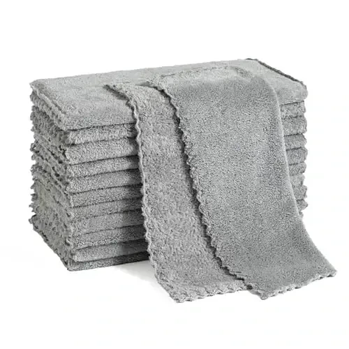 Neessno 12 Pack Tozalash Matosi, Ultra Yumshoq Absorbe Tez Quriydigan Mikrofiber Tozalash Latta, Chizilmaydi, Qayta Foydalanish Mumkin, Yuviladigan, Tuk Qoldirmaydigan Oshxona Sochiqlari, Darcha, Oyna, Mashina, 11.8