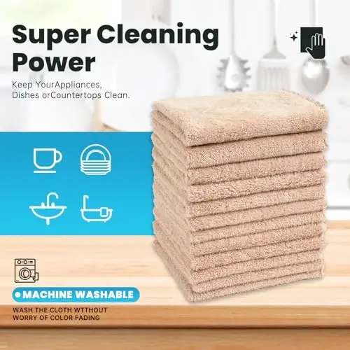 Neessno 12 Pack Cleaning Cloth,Ultra Soft Absorbent Quick Drying Microfiber Cleaning Rags,No Scratches,Reusable,Washable,Lint Free Cleaning Towels for Kitchen,Window,Glass,car,11.8