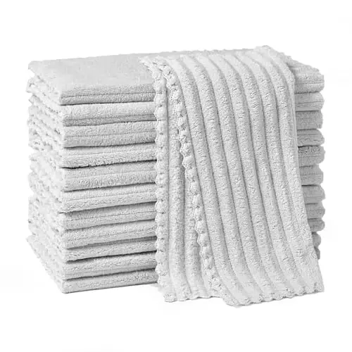 Neessno 12 Pack Cleaning Cloth,Ultra Soft Absorbent Quick Drying Microfiber Cleaning Rags,No Scratches,Reusable,Washable,Lint Free Cleaning Towels for Kitchen,Window,Glass,car,11.8