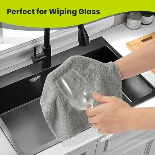 Neessno 12 Pack Cleaning Cloth,Ultra Soft Absorbent Quick Drying Microfiber Cleaning Rags,No Scratches,Reusable,Washable,Lint Free Cleaning Towels for Kitchen,Window,Glass,car,11.8