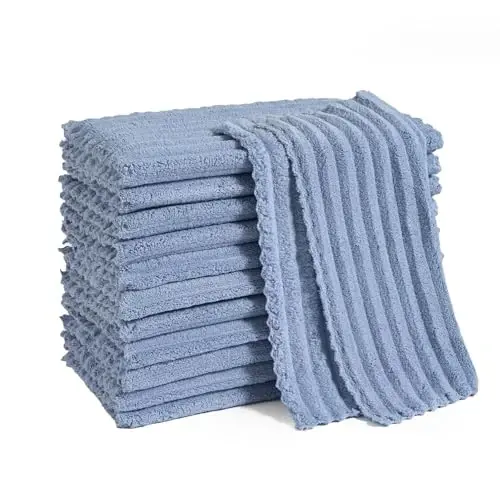 Neessno 12 Pack Cleaning Cloth,Ultra Soft Absorbent Quick Drying Microfiber Cleaning Rags,No Scratches,Reusable,Washable,Lint Free Cleaning Towels for Kitchen,Window,Glass,car,11.8