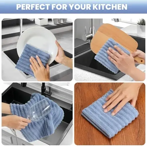 Neessno 12 Pack Cleaning Cloth,Ultra Soft Absorbent Quick Drying Microfiber Cleaning Rags,No Scratches,Reusable,Washable,Lint Free Cleaning Towels for Kitchen,Window,Glass,car,11.8